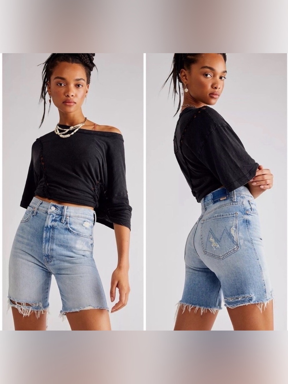 MOTHER High-Waisted Smokin’ Short Fray in Resting Beach Face Size 27